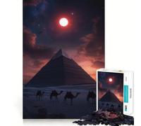 Puzzle Piramidi sotto la Luna Rossa, 1000 pezzi, per adulti, sfida mentale, gioco per il tempo libero, design chiaro, (50x75cm)