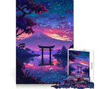 Puzzle Pixel Art del Monte Fuji,Giappone,1000 pezzi per adolescenti,stimolante per la mente,ideale per il tempo libero e la fuga dalla realtà,con incastro perfetto,perfetto come regalo per le vacanze