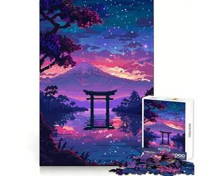 Puzzle Pixel Art del Monte Fuji,Giappone,1000 pezzi per adolescenti,stimolante per la mente,ideale per il tempo libero e la fuga dalla realtà,con incastro perfetto,perfetto come regalo per le vacanze