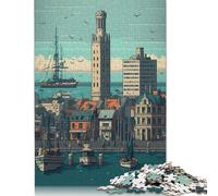 Puzzle Pixel Art di Le Havre, rompicapo in cartone riciclato al 100%, per bambini e adulti dai 12 anni in su, regali per la festa del papà, 1000 pezzi (75x50 cm)