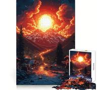 Puzzle Pixel Art Montagna Città Tramonto 1000 Pezzi Puzzle per Adolescenti Puzzle Gioco di Pensiero Rilassante Tempo Ritagliato Regalo per Festival (38x26cm)