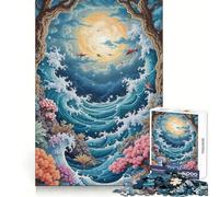 Puzzle Pixel Art Oceano Luna Fantasy per adolescenti 1000 pezzi Gioco di abilità mentale Tempo libero Design Assemblaggio Regalo Premium (50x75cm)