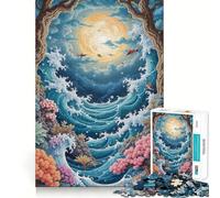 Puzzle Pixel Art Oceano Luna Fantasy per adolescenti 1000 pezzi Gioco di abilità mentale Tempo libero Design Assemblaggio Regalo Premium (50x75cm)