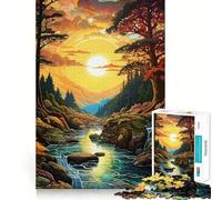 Puzzle pixelato con paesaggio fluviale al tramonto per adolescenti, 1000 pezzi, stimola la memoria, momenti di serenità, taglio premium, regalo di compleanno (38x26cm)