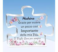 Puzzle Placche Madrina Targhe e Cartelli Decorativi Festa della Madre Regali Apprezzare Compleanno Acrilico Comare Souvenir Natale Ricordo Grazie Per Essere Un Pezzo Così Importante della Mia Vita