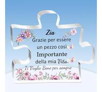 Puzzle Placche Zia Targhe e Cartelli Decorativi Festa della Madre Regali Apprezzare Compleanno Acrilico Segno Zietta Souvenir Natale Ricordo Grazie Per Essere Un Pezzo Così Importante della Mia Vita