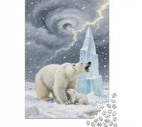 Puzzle Polar Bear 1000 Pezzi in Legno Per Adulti Gioco in Famiglia Puzzles Big Small Polar Bears Glacier Regalo Per Bambini 1000pcs (75x50cm)