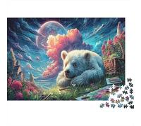 Puzzle Polar Bear Cub in Dreamy Night 1000 Pezzi Per Adulti - Wildlife Rilassamento Di Giochi, Parete Da Decorazione E Regalo 52x38cm/1000pcs