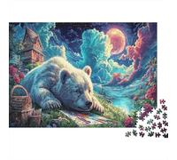 Puzzle Polar Bear Rests by Roses at Night 1000 Pezzi Per Adulti Wildlife, Casa Decorazione, Sfidante Regalo Per Adulti 52x38cm/1000pcs