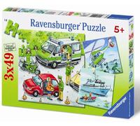 Ravensburger Puzzle 3x49, per Bambini a Partire da 5 Anni, 18x18 cm, Polizia
