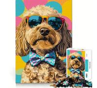 Puzzle Pop Art con cane barboncino e occhiali da sole, 1000 pezzi, giocattolo intelligente, per il tempo libero, taglio preciso, lista dei desideri di Babbo Natale (50x75cm)