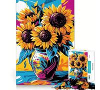 Puzzle Pop Art con girasoli da 1000 pezzi per adolescenti, gioco di logica, leggero e rilassante, taglio liscio, decorazione da parete (38x52cm)
