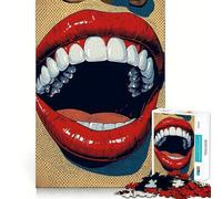 Puzzle Pop Art con labbra rosse e sorriso, 1000 pezzi, per adolescenti, gioco di logica, leggero e rilassante, taglio liscio, decorazione da parete (50x75cm)