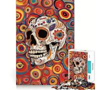 Puzzle Pop Art con teschio fluttuante, 1000 pezzi, per adolescenti, rompicapo, gioco rilassante, taglio premium, regalo di Natale (50x75cm)