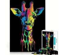 Puzzle Pop Art Giraffa Arcobaleno da 1000 pezzi per adulti, stimolante per la mente, antistress, con bordi precisi, decorazione da parete (38x52cm)