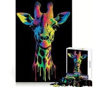 Puzzle Pop Art Giraffa Arcobaleno da 1000 pezzi per adulti, stimolante per la mente, antistress, con bordi precisi, decorazione da parete (38x52cm)