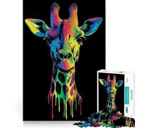 Puzzle Pop Art Giraffa Arcobaleno per Adolescenti 1000 Pezzi Gioco per Esercizi Mentali Design Rilassante Assemblaggio Sorpresa di Natale (50x75cm)