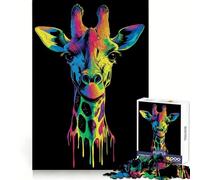 Puzzle Pop Art Giraffa Arcobaleno per Adolescenti 1000 Pezzi Gioco per Esercizi Mentali Design Rilassante Assemblaggio Sorpresa di Natale (50x75cm)