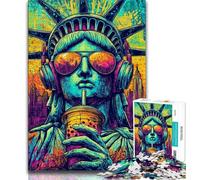 Puzzle Pop Art Statua della Libertà per adolescenti, 1000 pezzi, sfida difficile antistress, migliora l'amore tra coppie, 38x26cm