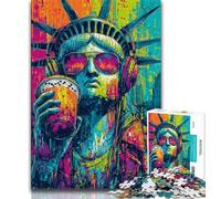 Puzzle Pop Art Statua della Libertà per adolescenti 1000 puzzle, sfida difficile antistress, ideale come regalo per tutta la famiglia, 38x26cm