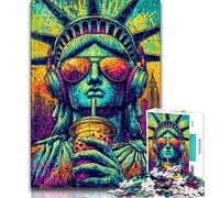 Puzzle Pop Art Statua della Libertà per adolescenti, puzzle da 1000 pezzi, difficile da completare ma divertente e umoristico, decorazioni per la casa e regali unici (38x26cm)