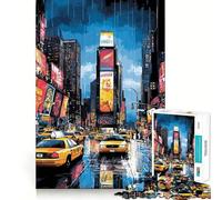 Puzzle Pop Art Times Square con taxi gialli, 1000 pezzi, per adolescenti, gioco di logica, leggero, rilassante, taglio liscio, decorazione da parete (50x75cm)