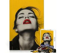 Puzzle Pop Yellow Woman con labbra rosse per adolescenti, 1000 pezzi, giocattolo divertente e creativo, decorazione murale trasparente (38x52cm)