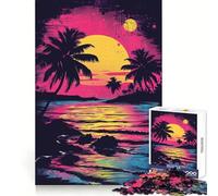 Puzzle PopArt "Tramonto sulla spiaggia" da 1000 pezzi per ragazzi, gioco di logica, attività per la casa, bordi trasparenti, regalo prezioso 38x52cm