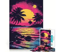 Puzzle PopArt "Tramonto sulla spiaggia" per adulti, 1000 pezzi, stimola la memoria, rilassante e divertente, taglio di alta qualità, regalo premuroso 38x26cm