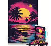 Puzzle PopArt "Tramonto sulla spiaggia" per ragazzi, 1000 pezzi, stimola la memoria, divertente e rilassante, con bordi precisi, regalo artistico 50x75cm