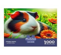 Puzzle porcellini d'India con girasoli su prato, accogliente e vivace, 1000 pezzi, attività per famiglia, decorazione parete, regalo, 52x38cm
