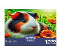 Puzzle porcellini d'India su prato di girasoli, accogliente e vivace, 1000 pezzi, stimolante, regalo, decorazione parete, 38x26cm