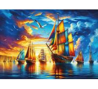 Puzzle Porto colorato di barche a vela 500 pezzi