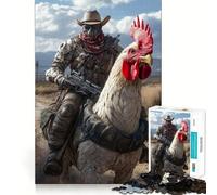 Puzzle post-apocalittico con gallo a cavallo, 1000 pezzi, per adolescenti, puzzle facile da costruire, per il tempo libero, con taglio preciso, regalo di Babbo Natale (38x26cm)