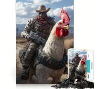 Puzzle post-apocalittico con gallo a cavallo, 1000 pezzi per adulti Un gioco divertente e stimolante per la mente Taglio preciso e decorativo (50x75cm)
