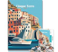 Puzzle poster Cinque Terre Italia per adulti, gioco stimolante e per famiglie con pezzi completamente interconnessi di forma casuale, 50x75cm