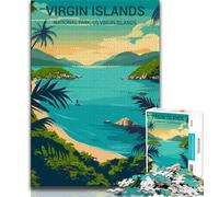 Puzzle poster del Parco nazionale delle Isole Vergini per adulti e adolescenti, puzzle antistress, sfida difficile, adatto per la decorazione del desktop, 38x26cm