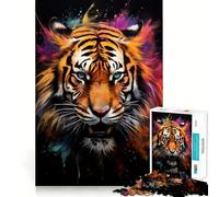 Puzzle Powder Splash Tiger da 1000 pezzi per adolescenti, gioco di logica e abilità, rilassante, taglio preciso, regalo di Natale (38x26cm)