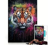 Puzzle Powder Splash Tiger da 1000 pezzi per adulti, puzzle di memoria, sollevamento lento, divertimento, assemblaggio di immagini, regalo creativo 50x75cm