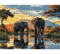 Puzzle prato elefante - Puzzle 3000 Pezzi per Adulti - Puzzles Giochi Rilassamento - Bene Confezionamento in Scatola - Stampa ad Alta Definizione Colori Brillanti - Puzzles Legno Impegnativi s7h-631