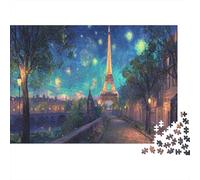 Puzzle Premium Da 1000 Pezzi Eiffel Tower Per Adulti, A Starry Night Walk Toward The Eiffel Tower Gioco Di Logica E Riflessione, Attività Per La Casa, Idea Regalo, 38x26cm/1000pcs