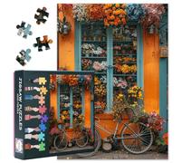 Puzzle Premium per Adulti 1000 Pezzi - Accogliente Negozio Di Fiori Con Bicicletta Parcheggiata Di Fronte, Puzzle Per Adulti 1000 Pezzi, Arte Da Costruzione Arancione Vivace (70x19,7 cm)