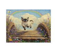 Puzzle primaverile a forma di gatto siamese per adulti, 500 pezzi, puzzle in legno con gattini da giardino di campagna, divertenti decorazioni per animali domestici per l'intrattenimento domestico