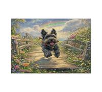 Puzzle primaverile con cane Scottish Terrier per adulti, 300 pezzi, puzzle in legno con cuccioli di giardino di campagna, decorazioni divertenti con motivo floreale per animali domestici per