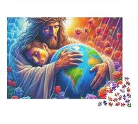 Puzzle prismatico di Gesù e della religione,Unione sacra,1000 pezzi,cartone spesso,antistress,attività per case di cura per adulti,principianti,famiglie,appassionati,70x50cm/1000 pezzi