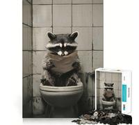 Puzzle "Procione nel WC" per adolescenti, 1000 pezzi, rievoca, migliora, calma, relax, ritaglio chiaro, collezione artistica (38x52cm)