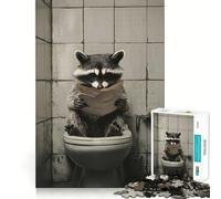 Puzzle "Procione nel WC" per adulti, 1000 pezzi, rompicapo, per il tempo libero a casa, da assemblare, regalo di compleanno (50x75cm)
