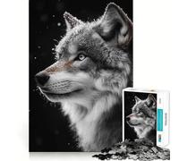 Puzzle "Profilo di lupo nella neve" da 1000 pezzi,gioco di logica,pezzi a incastro preciso,divertimento in famiglia per le serate in famiglia (50x75cm)