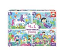 Puzzle Progressivi 4 in 1: Esplora Universi Magici con Unicorni e Sirene - Nouvo