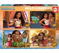 Educa - Multi 4 Puzzles Vaiana 2 50+80+100+150. Consigliato dai 5 6 7 8 anni in su (20104)